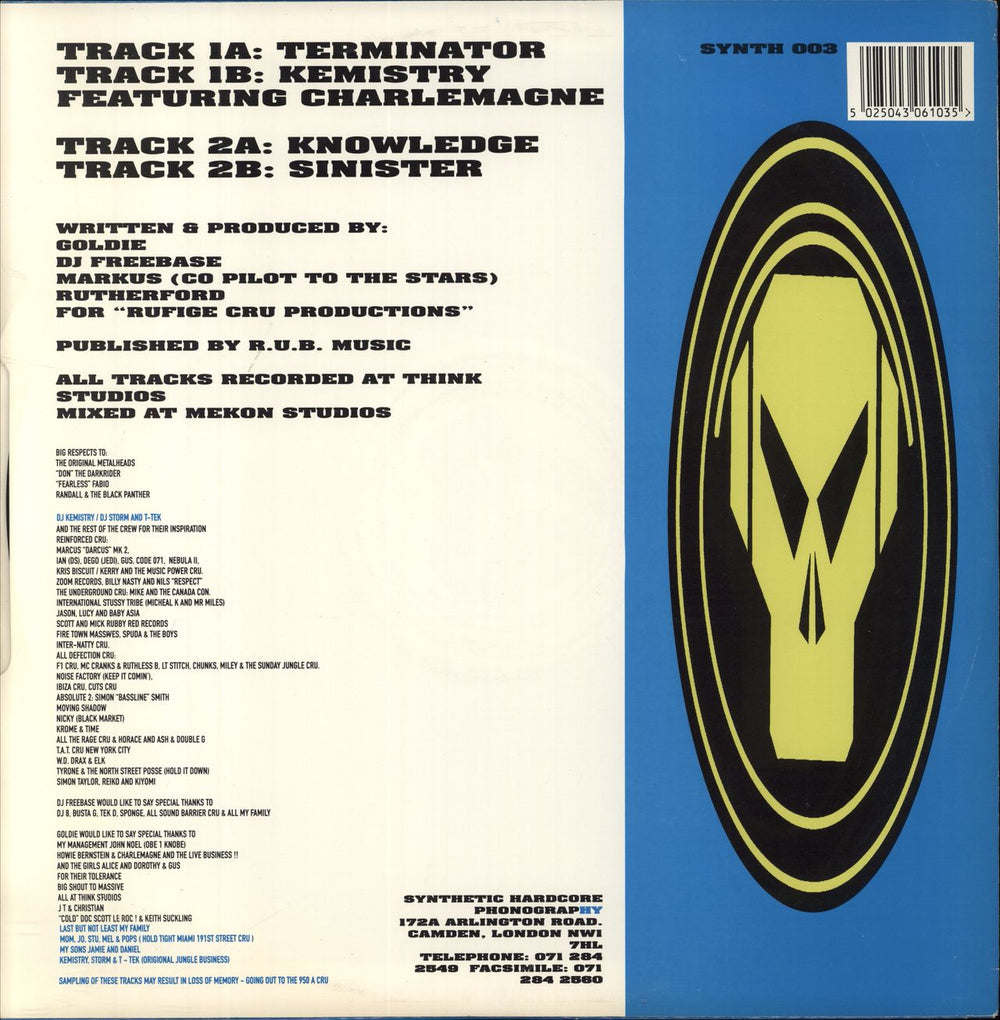 Metalheadz Terminator UK Promo 12" vinyl single (12 inch record / Maxi-single)