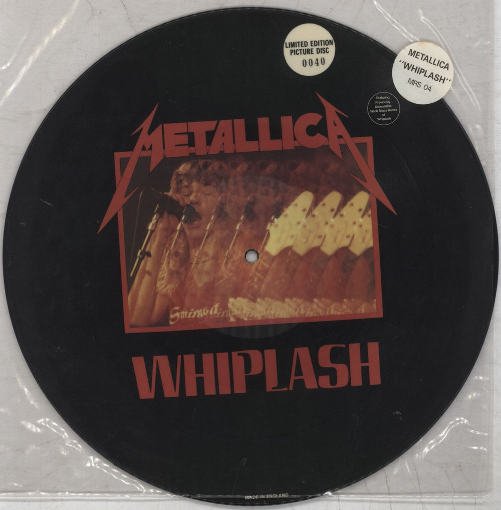 Metallica Whiplash - Low Number US 12" vinyl picture disc (12 inch picture record) MRS-04