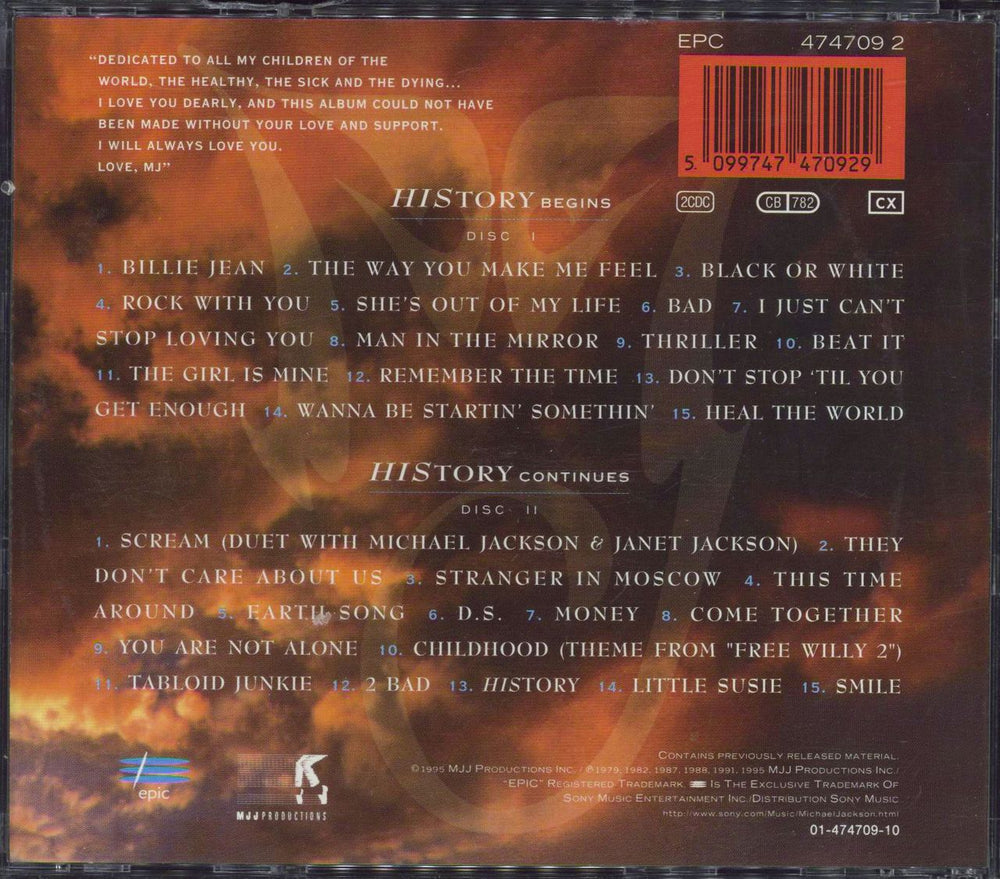 Michael Jackson History Past, Present And Future Austrian 2 CD album set (Double CD)