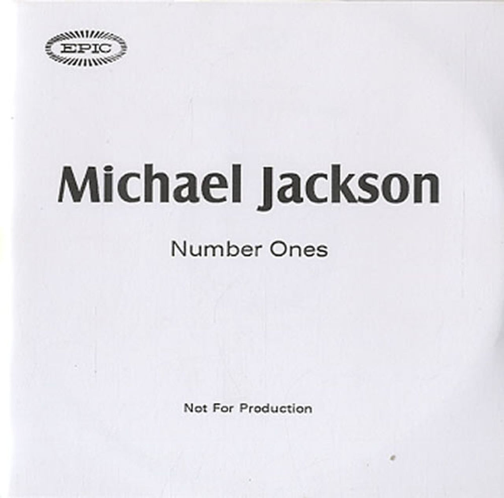 Michael Jackson Number Ones UK Promo CD-R acetate CD-R