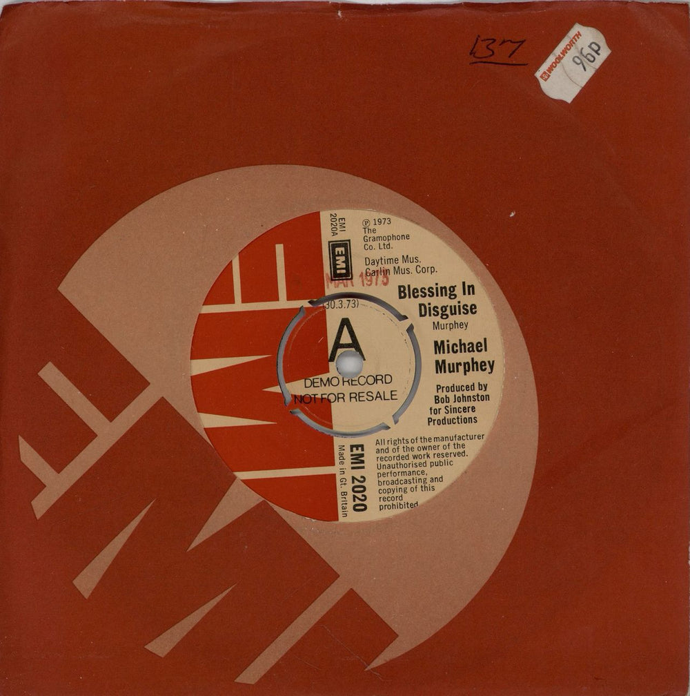 Michael Murphey Blessing In Disguise - A Label UK Promo 7" vinyl single (7 inch record / 45) EMI2020