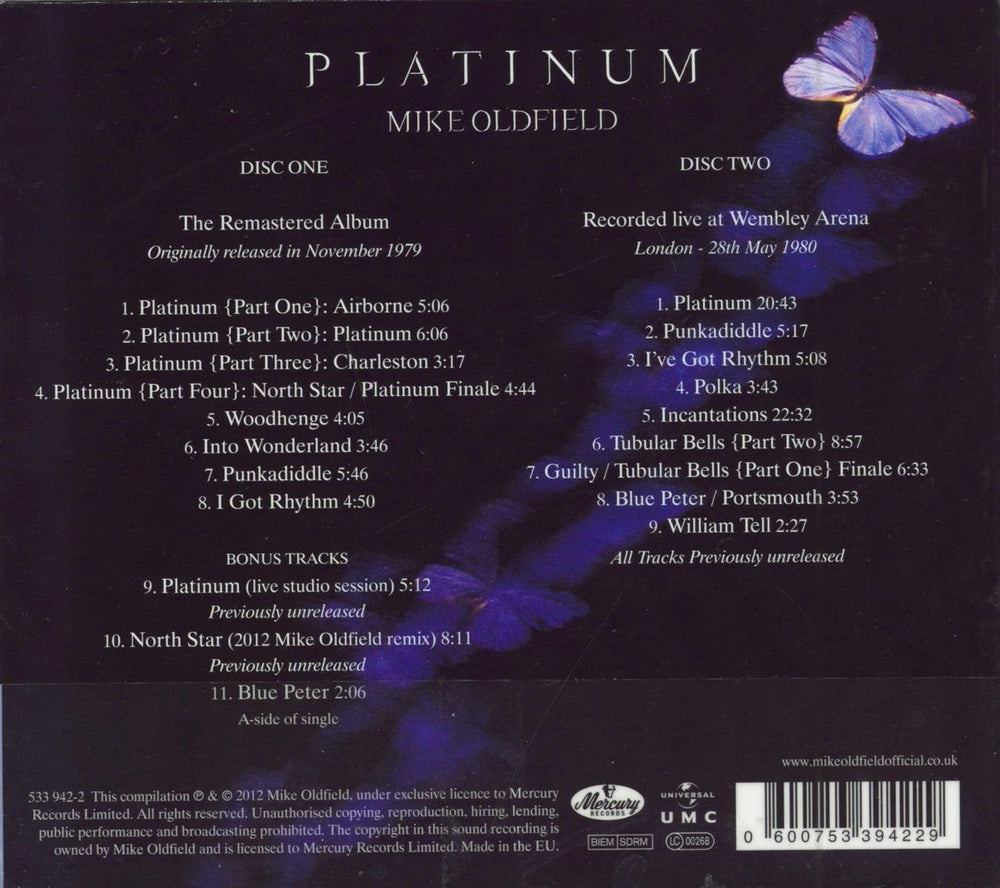 Mike Oldfield Platinum: Deluxe Edition UK 2 CD album set (Double CD) 600753394229