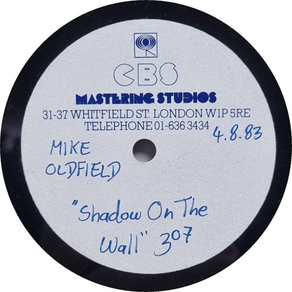 Mike Oldfield Shadow On The Wall B/W Club Tropicana UK acetate ACETATE