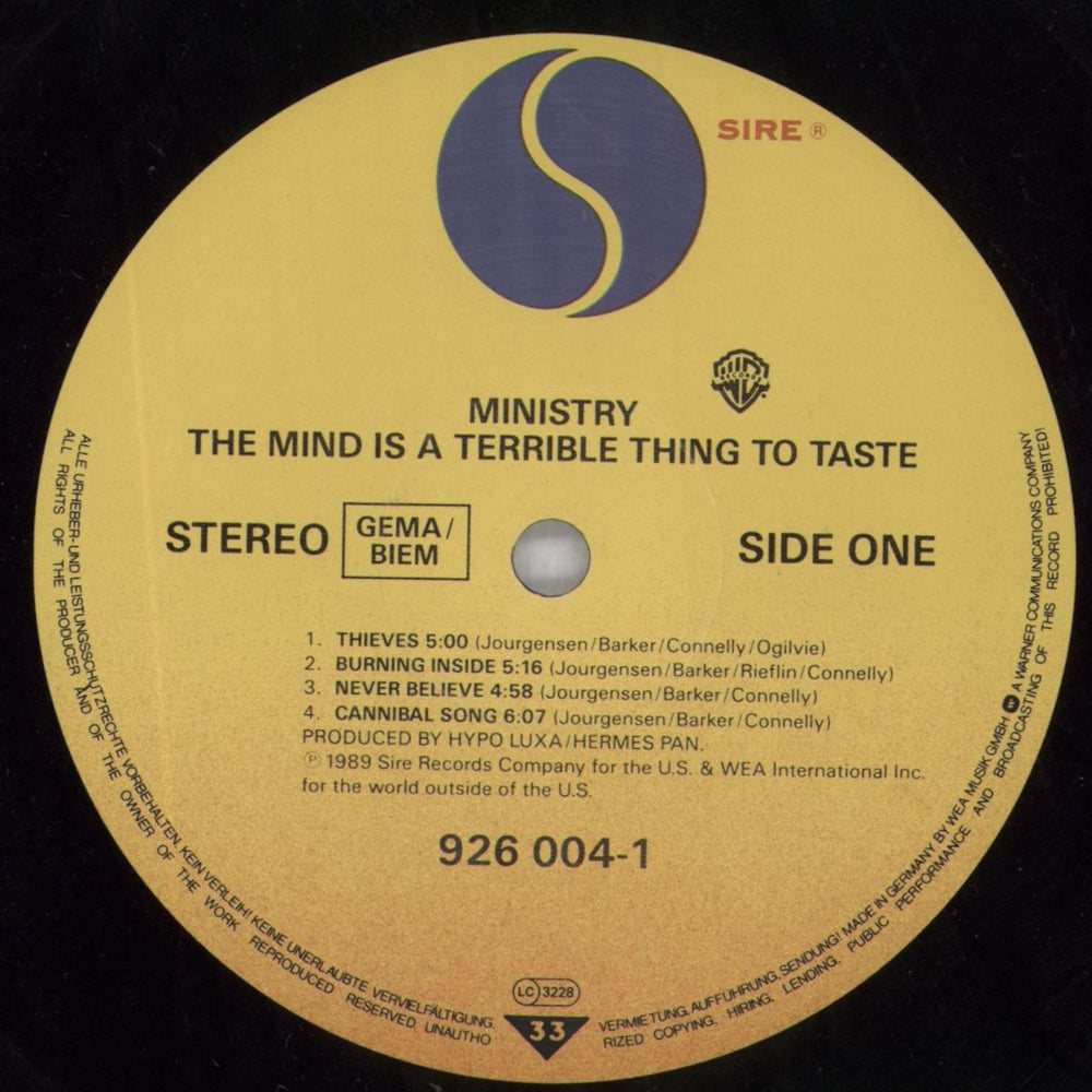 Ministry The Mind Is A Terrible Thing To Taste UK vinyl LP album (LP record) MINLPTH440554