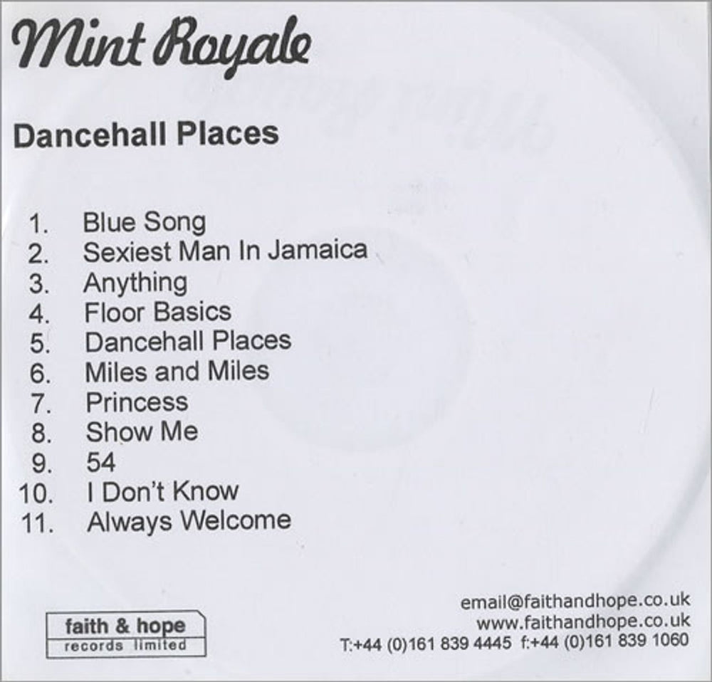 Mint Royale Dancehall Places UK Promo CD-R acetate CD-R ACETATE