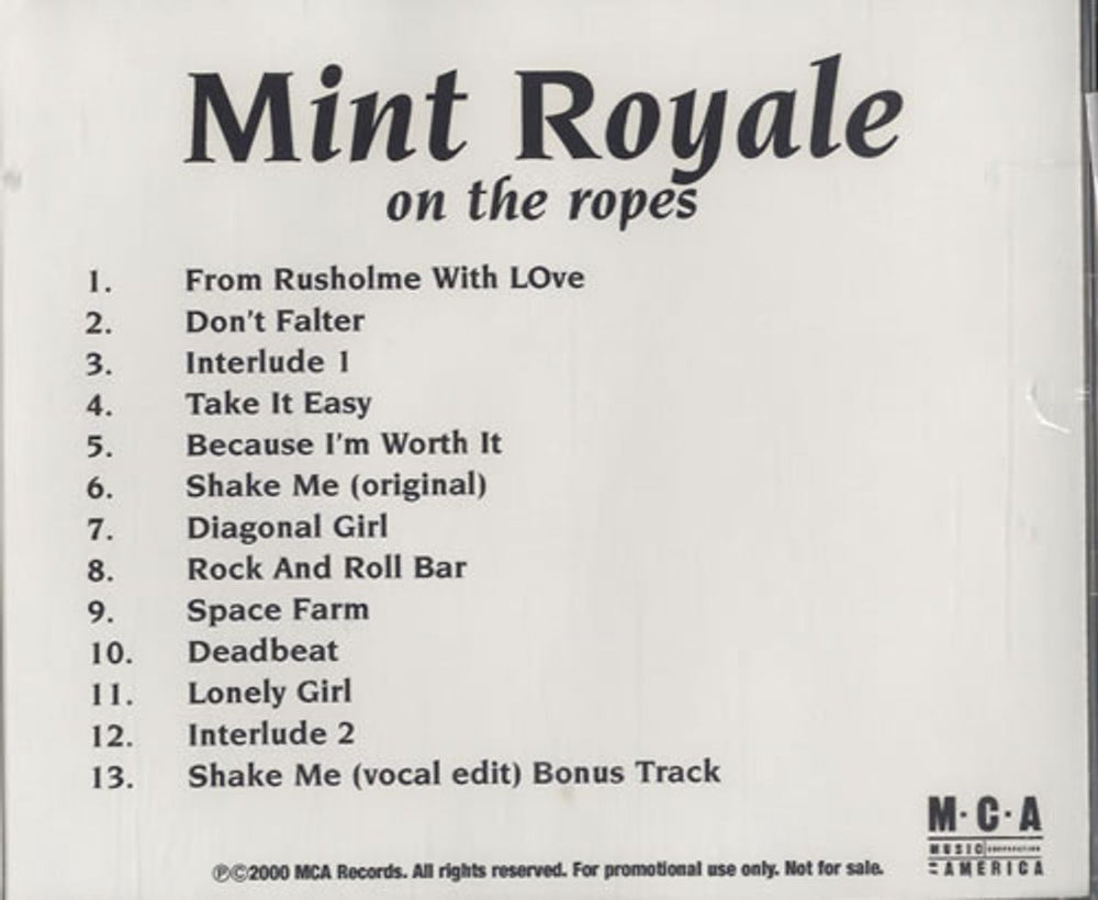 Mint Royale On The Ropes US Promo CD album (CDLP) MYACDON472147