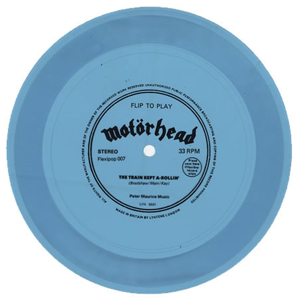 Motorhead The Train Kept A-Rollin' Flexidisc UK 7" vinyl single (7 inch record / 45) FLEXIPOP007