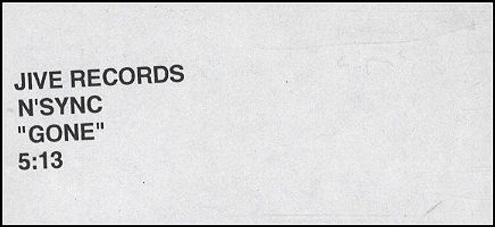 N Sync Gone US Promo video (VHS or PAL or NTSC) PROMO VIDEO