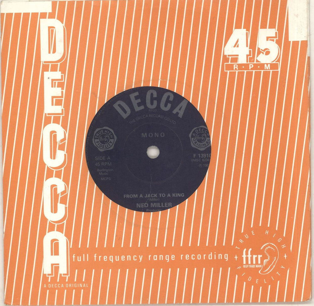 Ned Miller From A Jack To A King UK 7" vinyl single (7 inch record / 45) F13910