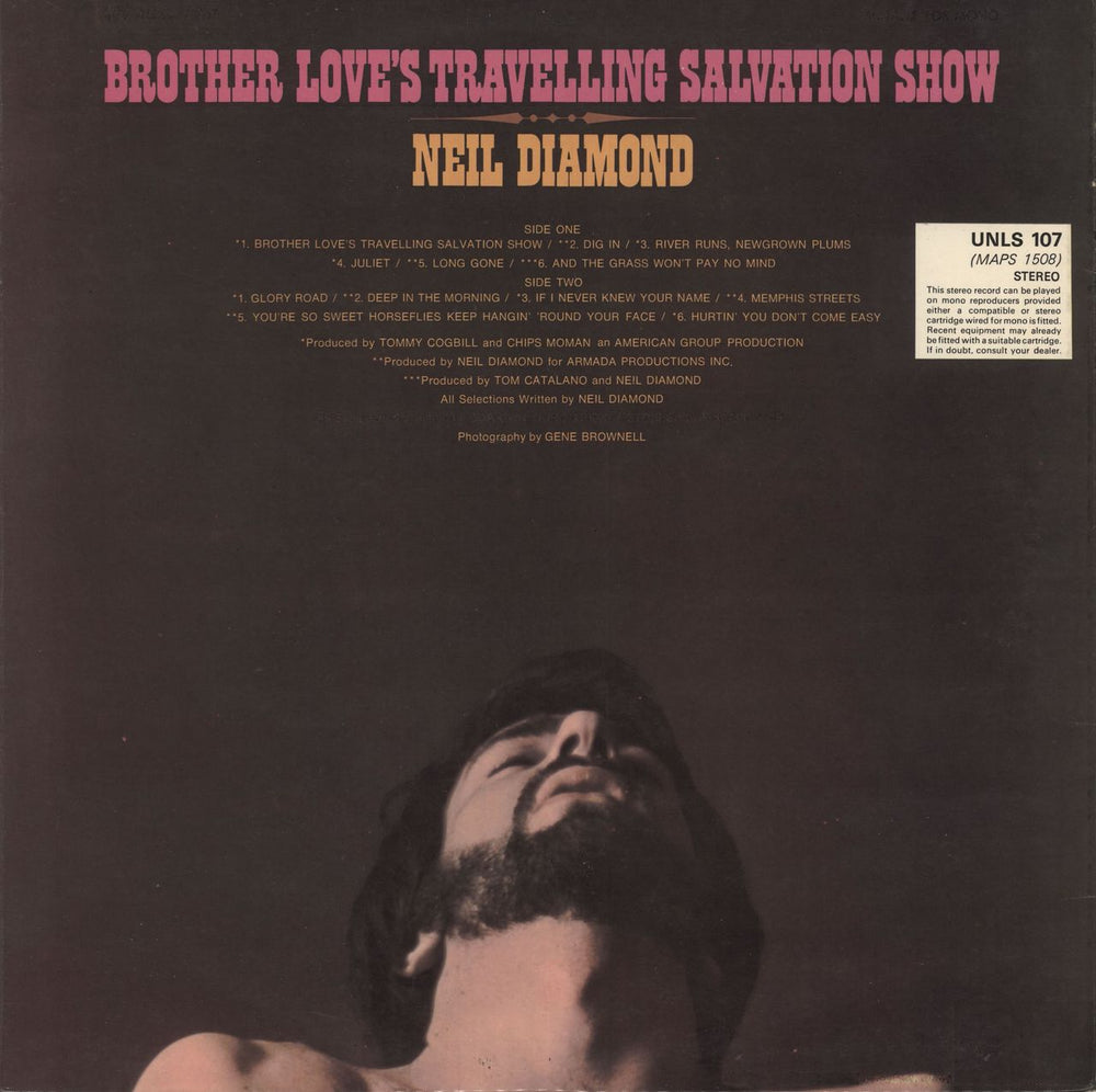 Neil Diamond Brother Love's Travelling Salvation Show UK vinyl LP album (LP record)