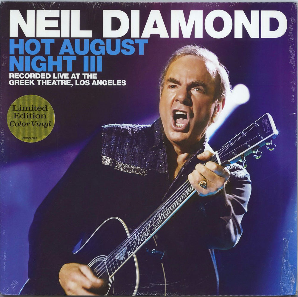 Neil Diamond Hot August Night III - Blue Vinyl UK 2-LP vinyl record set (Double LP Album) B0031893-01