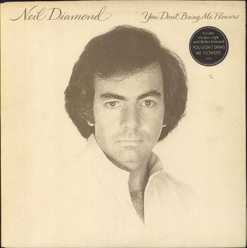 Neil Diamond You Don't Bring Me Flowers - Stickered UK vinyl LP album (LP record) 86077