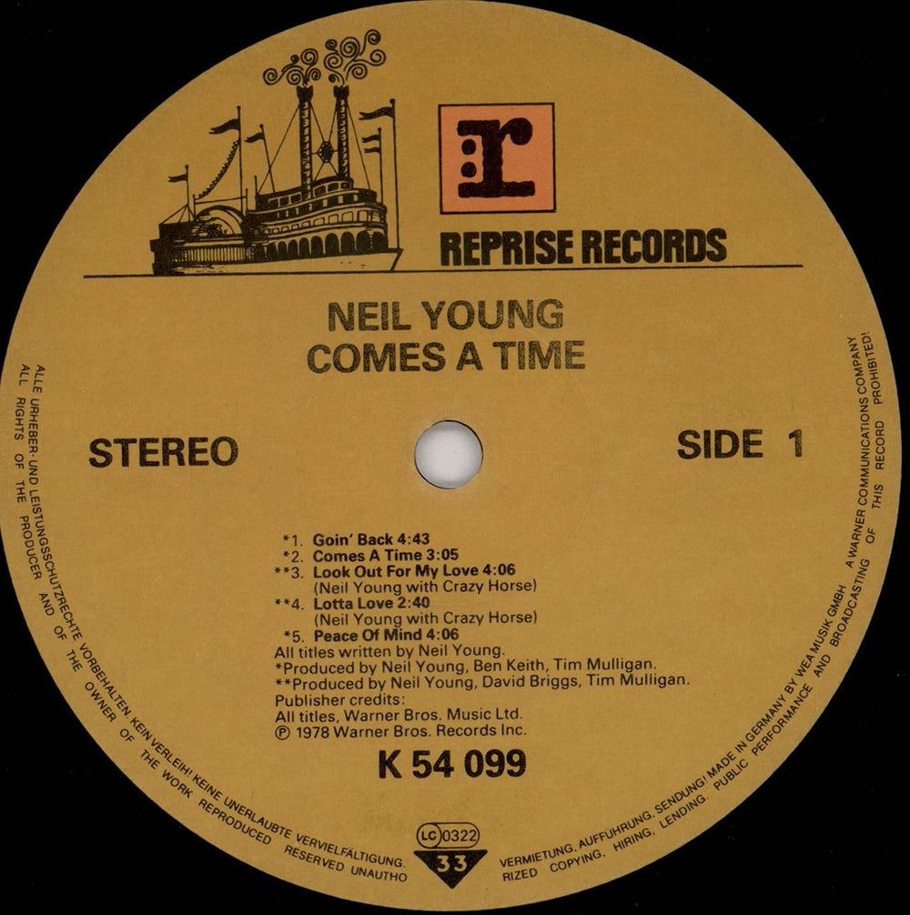Neil Young Comes A Time German vinyl LP album (LP record) YOULPCO519046