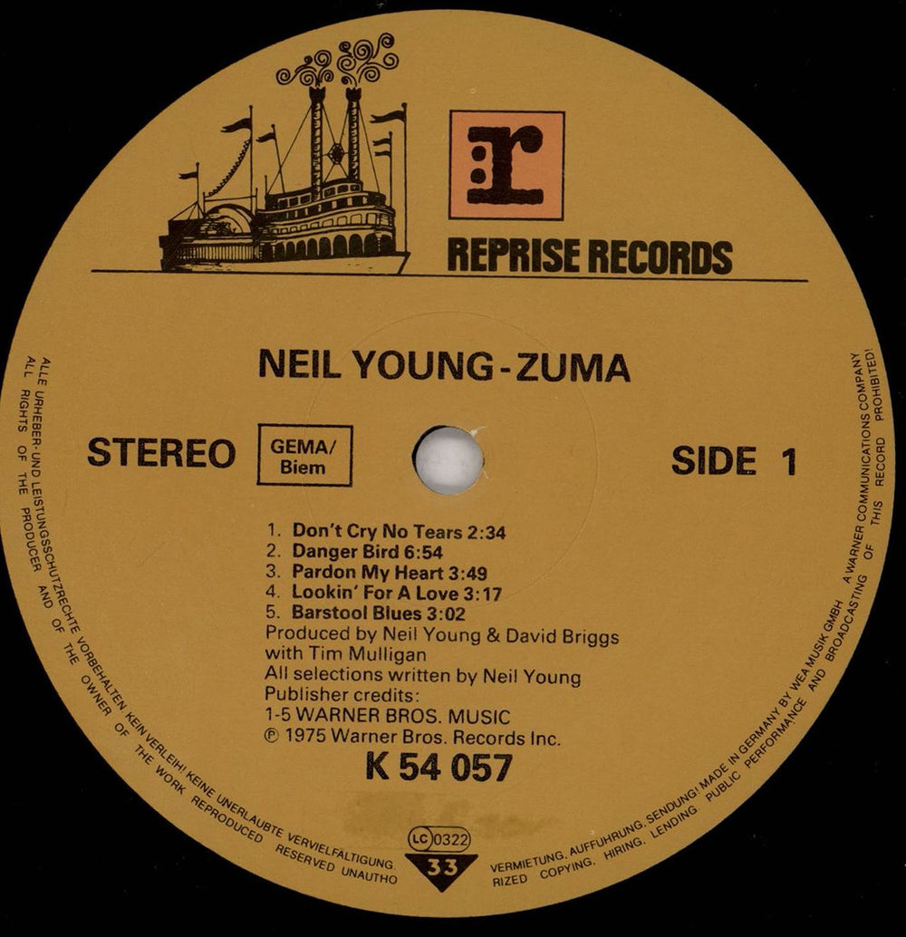 Neil Young Zuma German vinyl LP album (LP record) YOULPZU684536