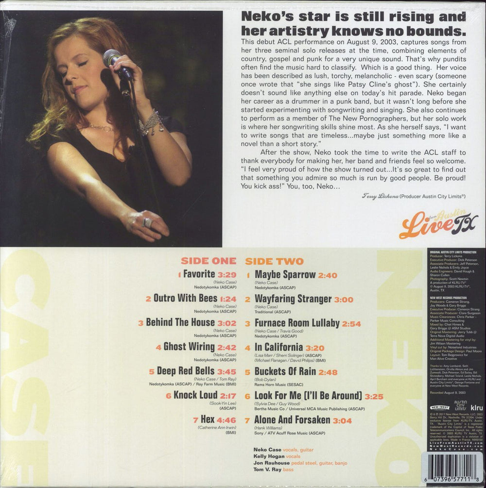 Neko Case Live From Austin TX US vinyl LP album (LP record) 607396577118