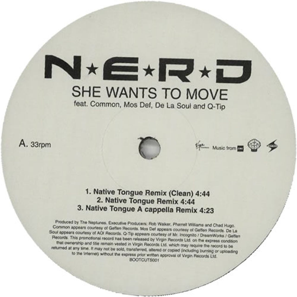 NERD She Wants To Move UK Promo 12" vinyl single (12 inch record / Maxi-single) BOOTCUTS001