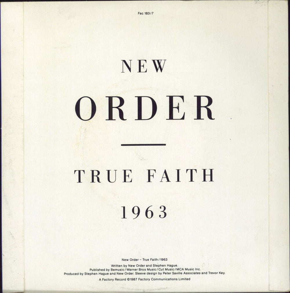 New Order True Faith - Injection Label UK 7" vinyl single (7 inch record / 45)