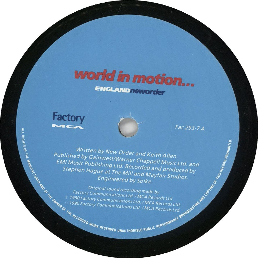 New Order World In Motion - Solid + Sleeve UK 7" vinyl single (7 inch record / 45) NEW07WO739095