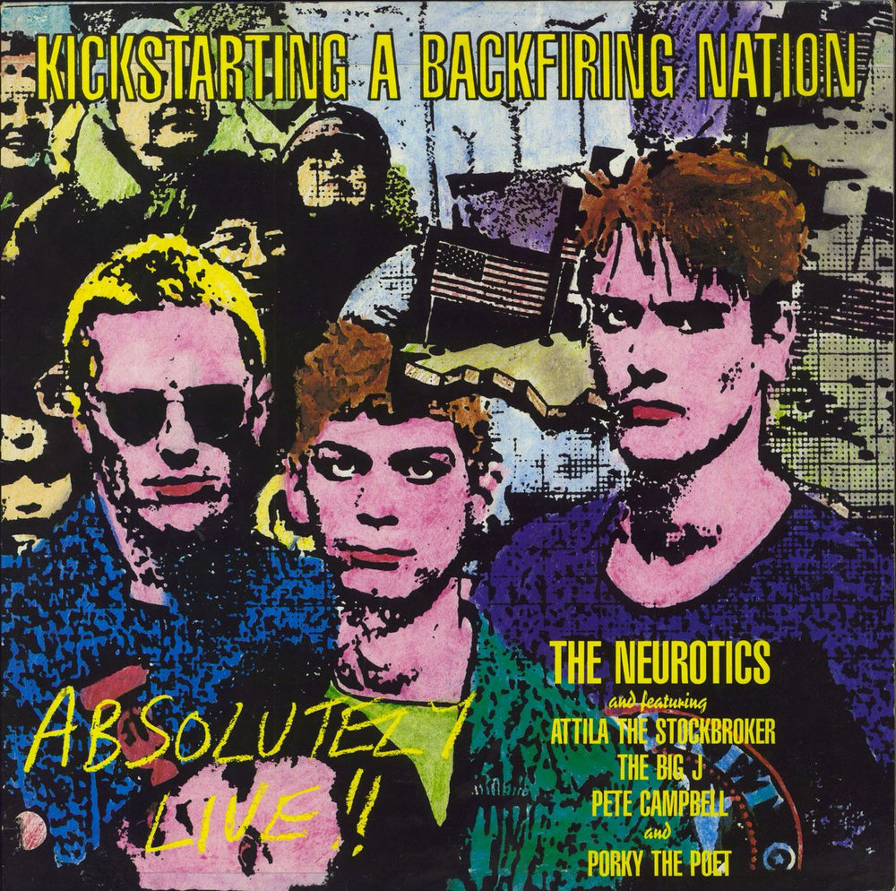 Newtown Neurotics Kickstarting A Backfiring Nation + Insert UK vinyl LP album (LP record) FREUD10