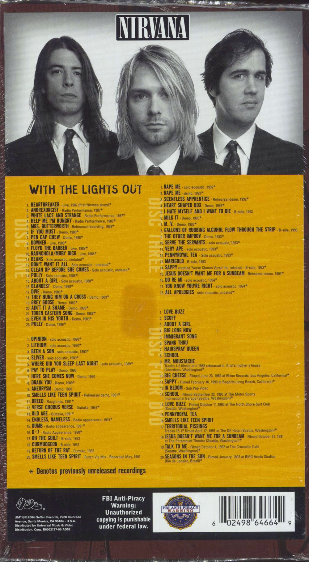 Nirvana (US) With The Lights Out - Sealed US 3-disc CD/DVD Set 602498646649