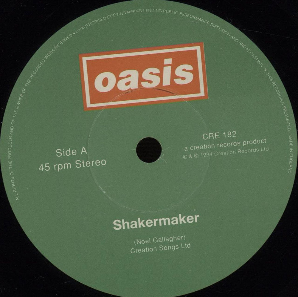 Oasis Shakermaker - EX UK 7" vinyl single (7 inch record / 45) OAS07SH250085