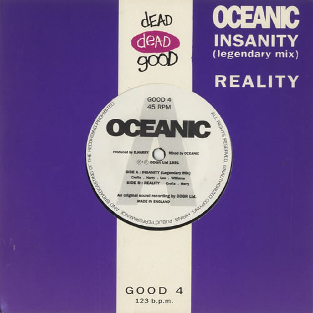 Oceanic Insanity (Legendary Mix) - Die-Cut Sleeve UK 7" vinyl single (7 inch record / 45) GOOD4