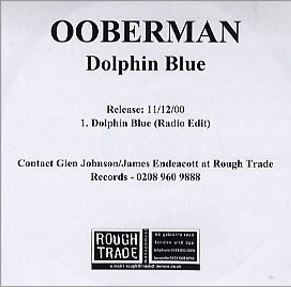 Ooberman Dolphin Blue UK Promo CD-R acetate CDR ACETATE