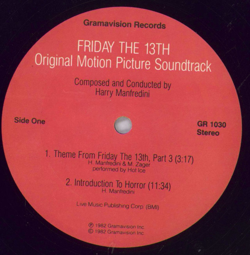 Original Soundtrack Friday The 13th, Part I, II, & III - VG US vinyl LP album (LP record) OSTLPFR826044