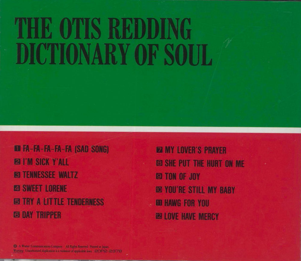 Otis Redding Complete & Unbelievable: The Otis Redding Dictionary Of Soul Japanese CD album (CDLP)