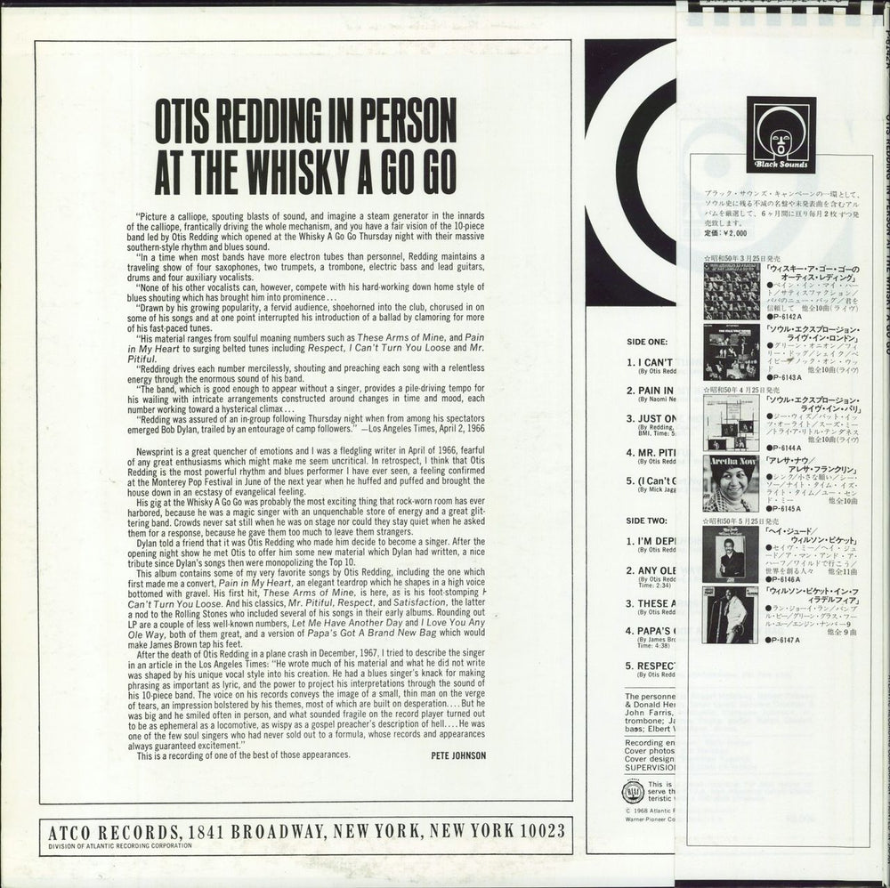 Otis Redding In Person At The Whisky A Go Go - 2nd + Obi Japanese vinyl LP album (LP record)