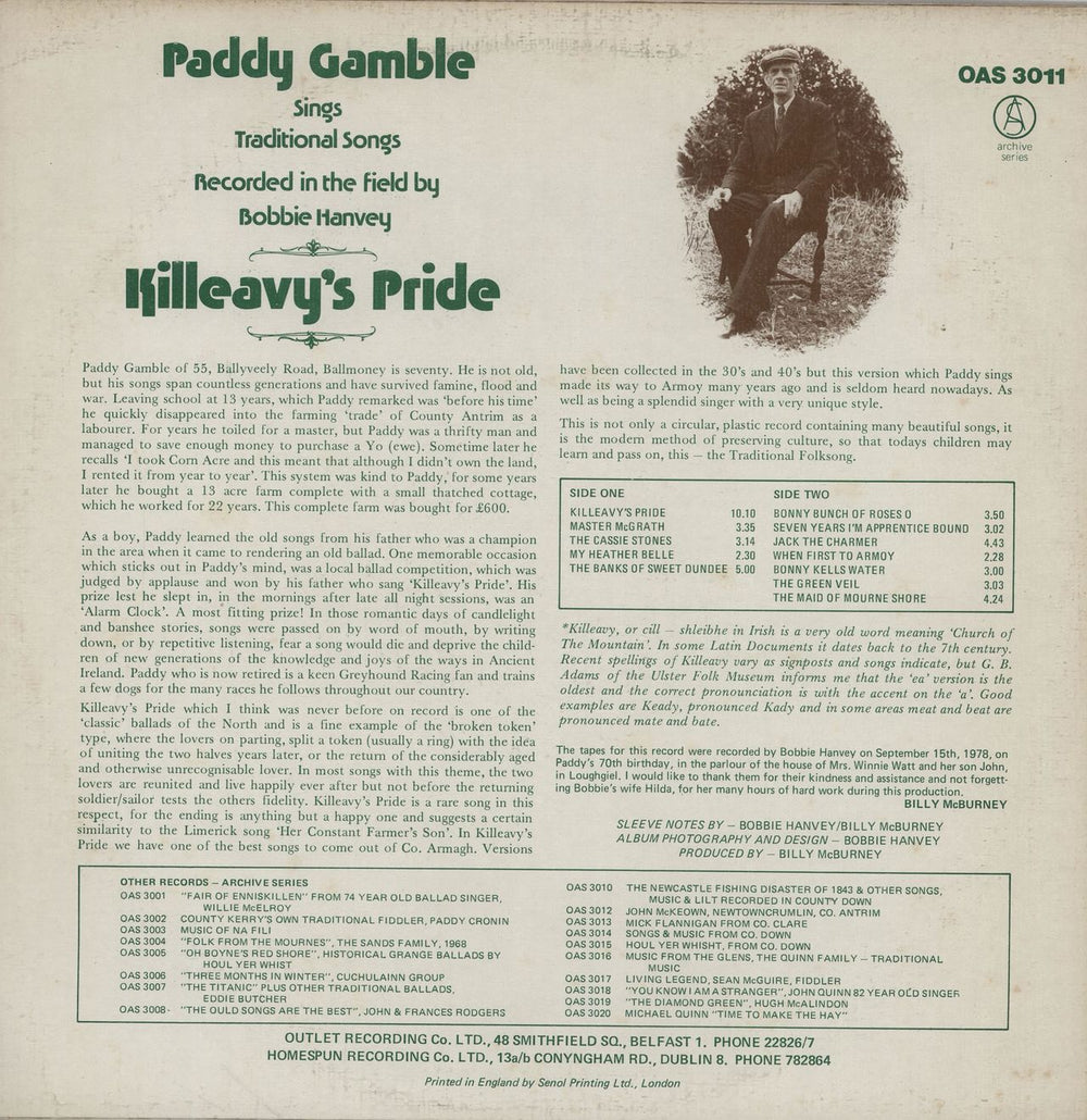 Paddy Gamble Killeavy's Pride UK vinyl LP album (LP record)