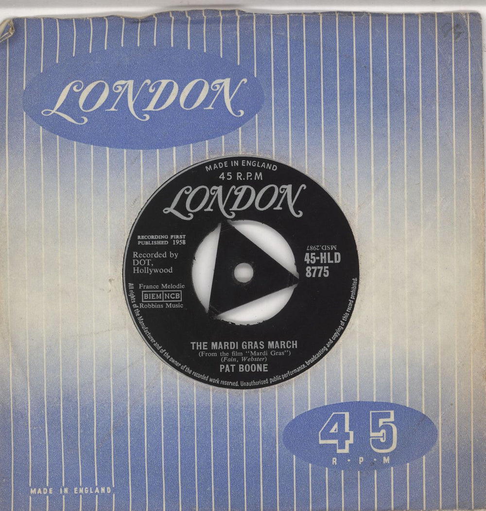 Pat Boone I'll Remember Tonight UK 7" vinyl single (7 inch record / 45) 45-HLD8775