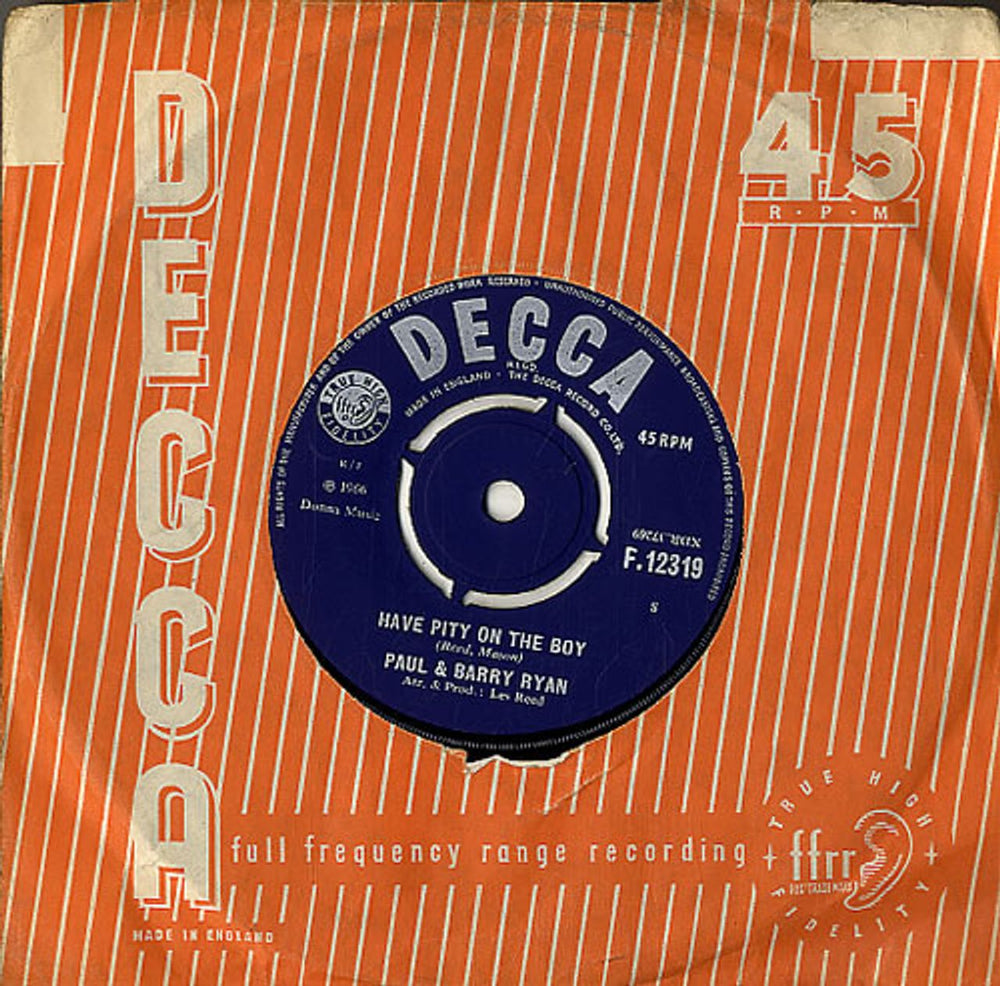 Paul & Barry Ryan Have Pity On The Boy UK 7" vinyl single (7 inch record / 45) F.12319