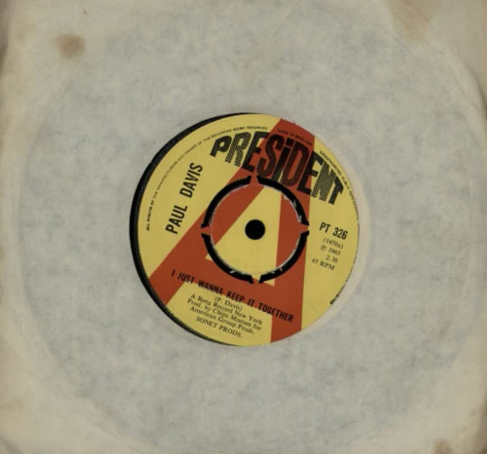 Paul Davis I Just Wanna Keep It Together - A Label UK Promo 7" vinyl single (7 inch record / 45) PT326