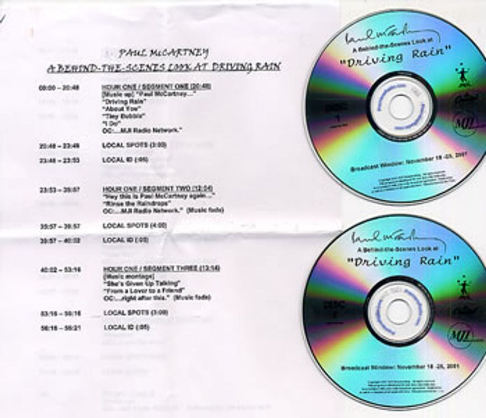 Paul McCartney and Wings A Behind The Scenes Look At Driving Rain US 2 CD album set (Double CD) 18-25 NOV 2001