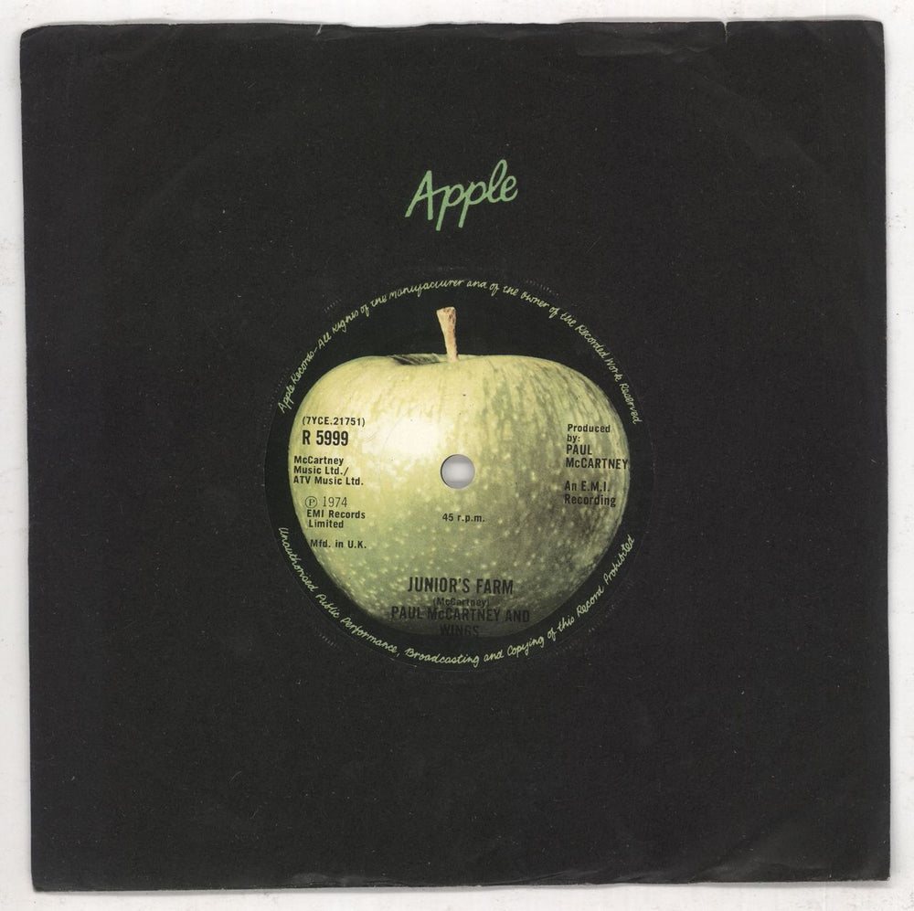 Paul McCartney and Wings Junior's Farm - 1st - Solid UK 7" vinyl single (7 inch record / 45) R5999