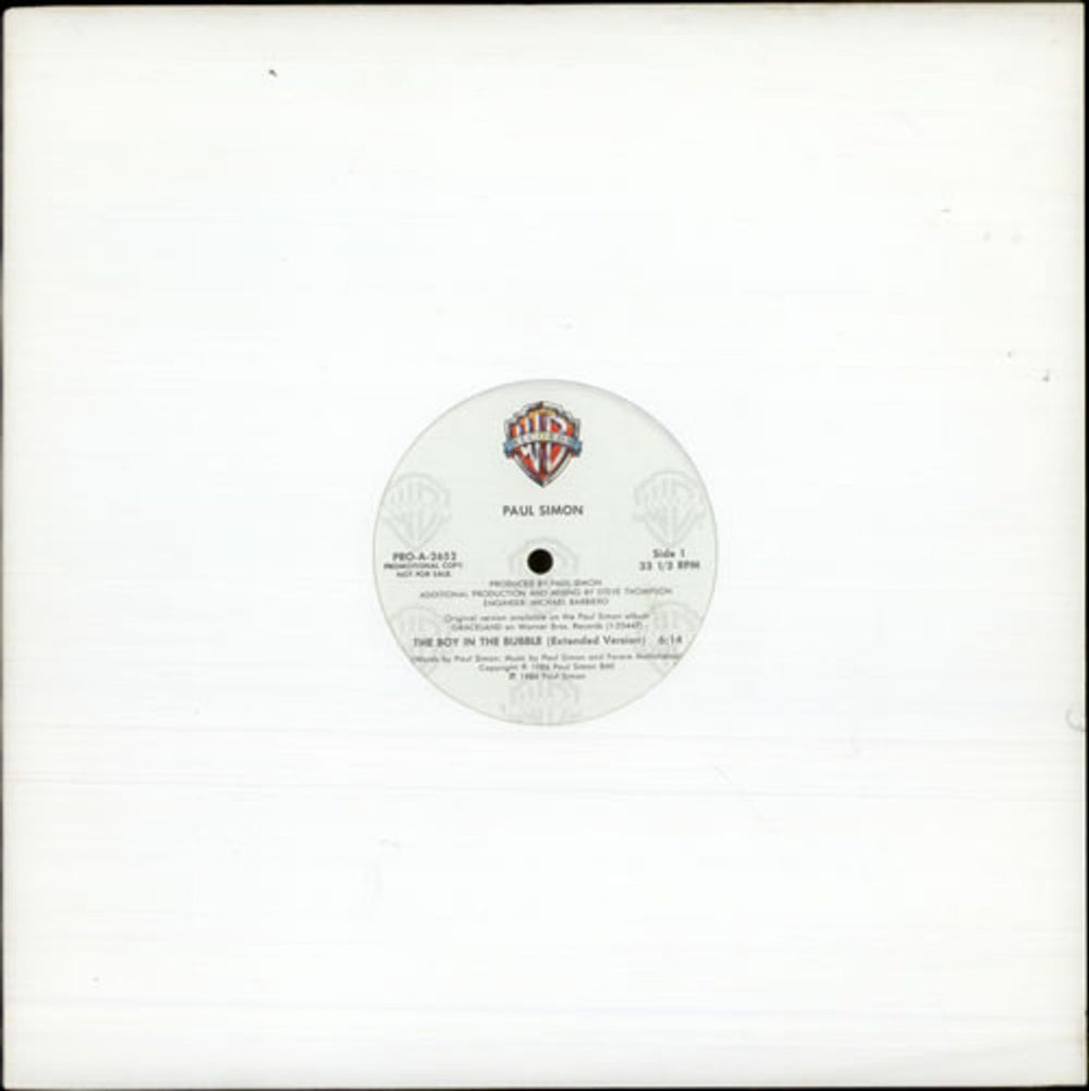 Paul Simon The Boy In The Bubble US Promo 12" vinyl single (12 inch record / Maxi-single) PRO-A-2652