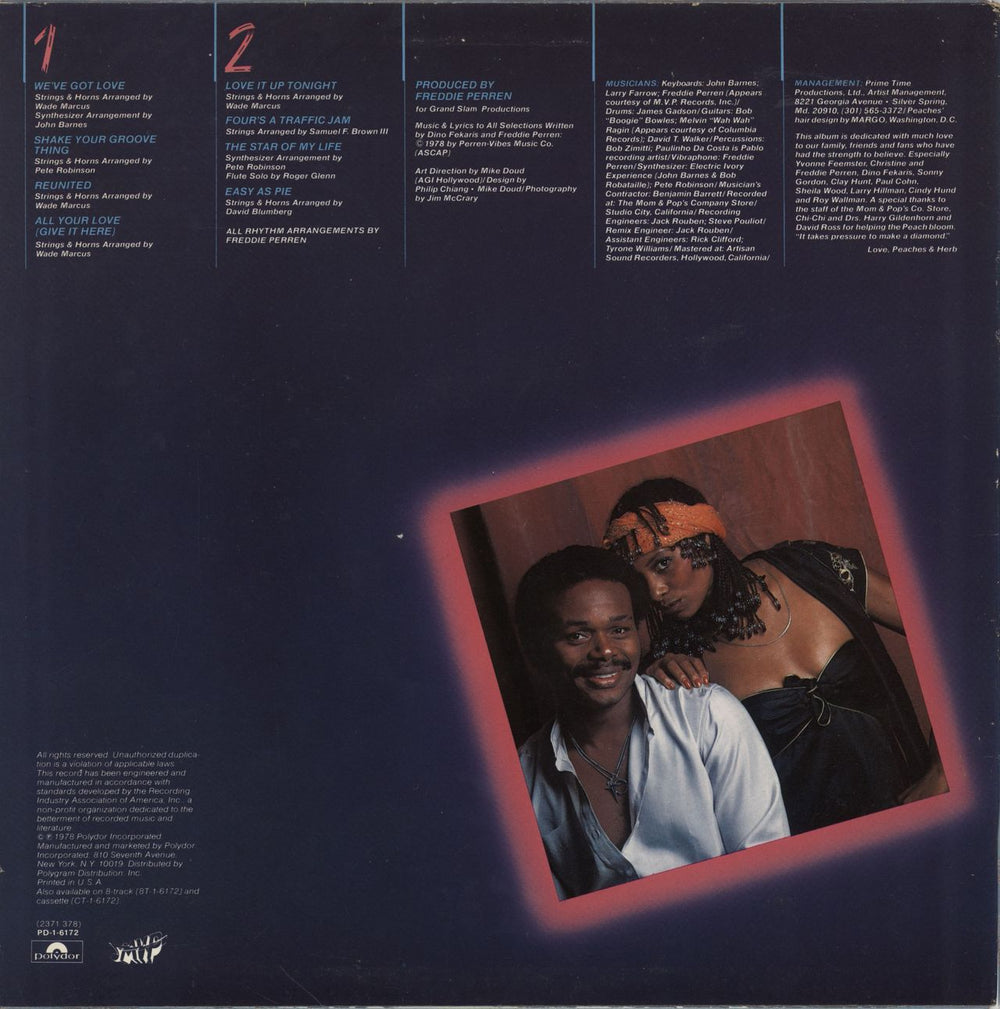 Peaches & Herb 2 Hot! US vinyl LP album (LP record)