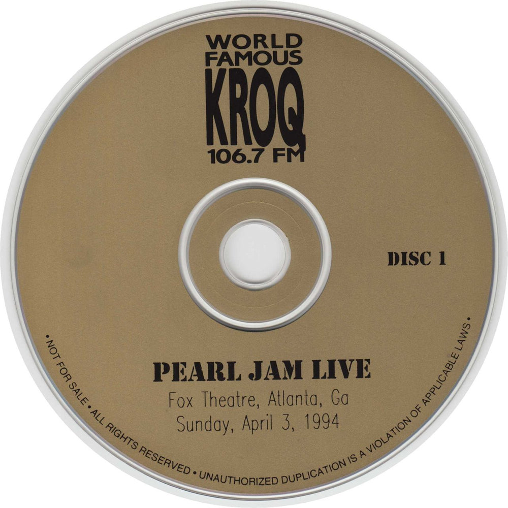 Pearl Jam Live US 2 CD album set (Double CD) Z100