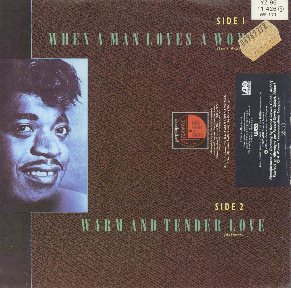 Percy Sledge When A Man Loves A Woman + Sleeve German 7" vinyl single (7 inch record / 45)