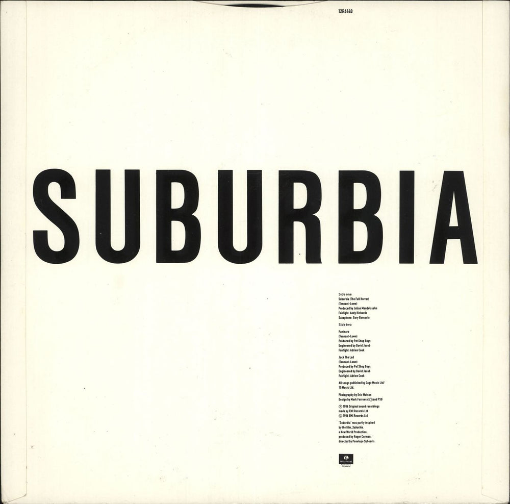 Pet Shop Boys Suburbia (The Full Horror Mix) UK 12" vinyl single (12 inch record / Maxi-single)