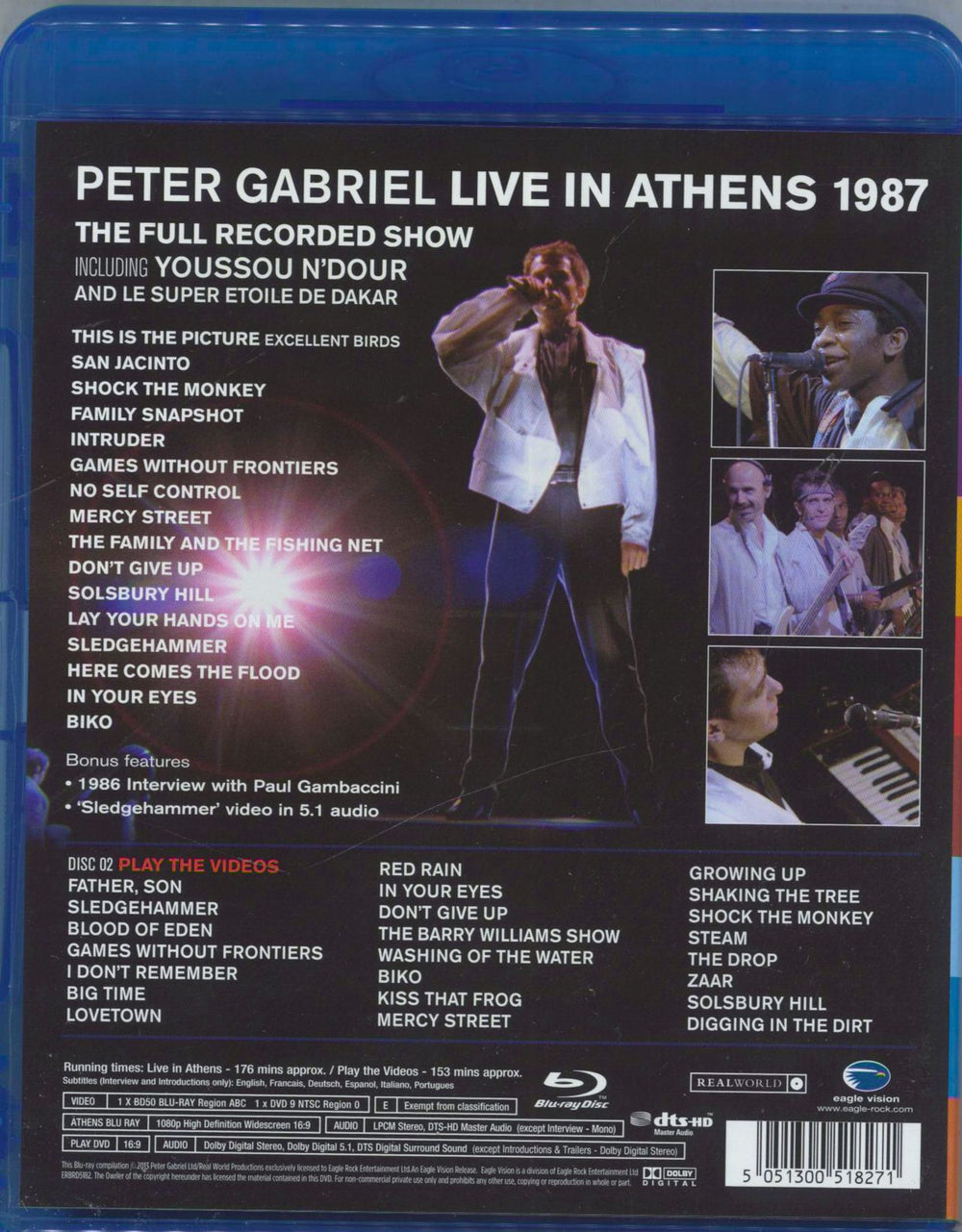 Peter Gabriel Live In Athens 1987 (The Full Recorded Show) UK Blu Ray DVD