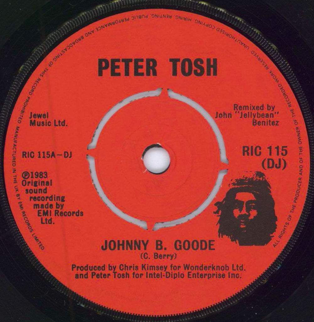 Peter Tosh Johnny B. Goode UK Promo 7" vinyl single (7 inch record / 45) RIC115-DJ