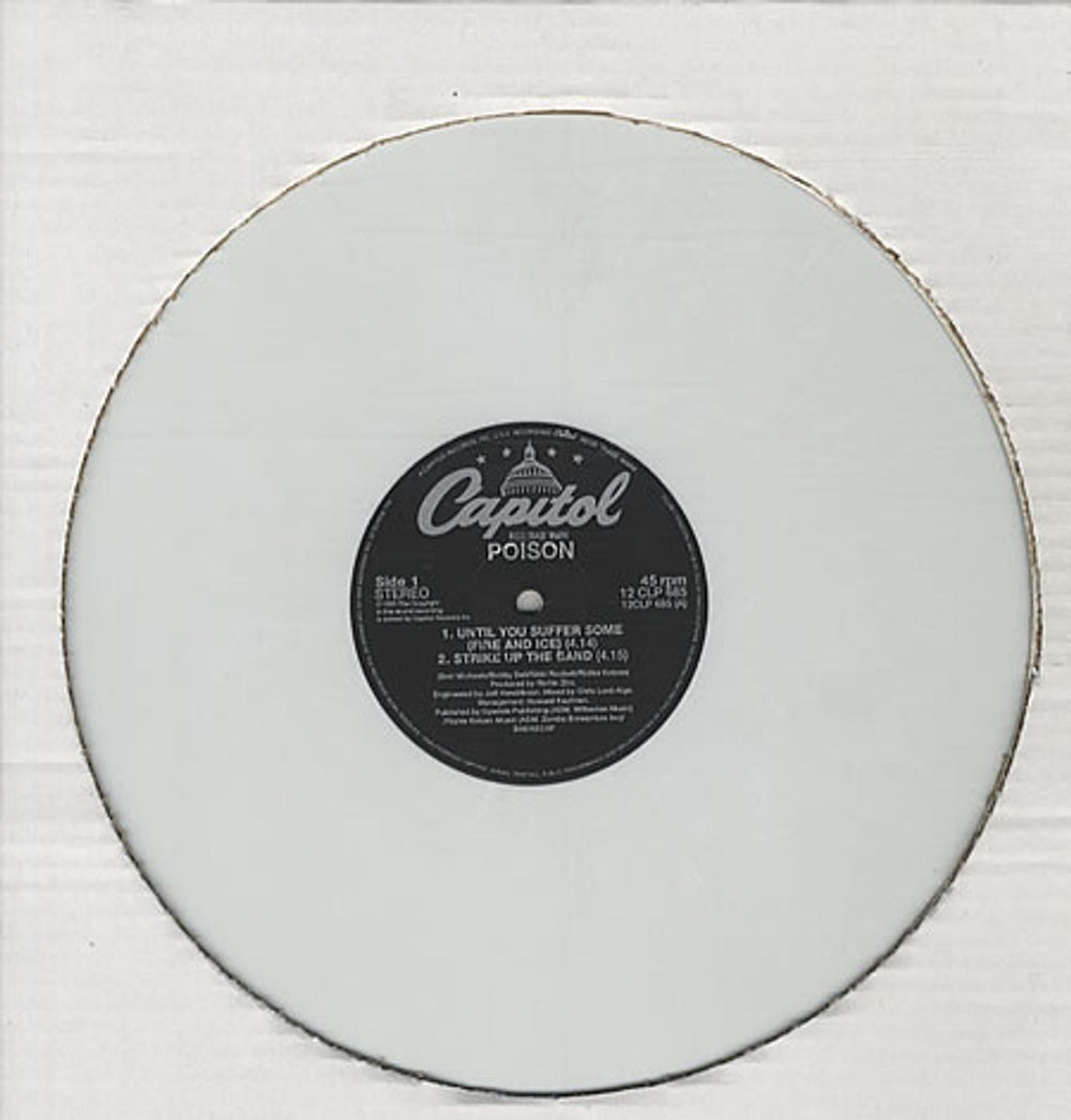 Poison Until You Suffer Some [Fire And Ice] - White vinyl + Poster UK 12" vinyl single (12 inch record / Maxi-single) POI12UN169780