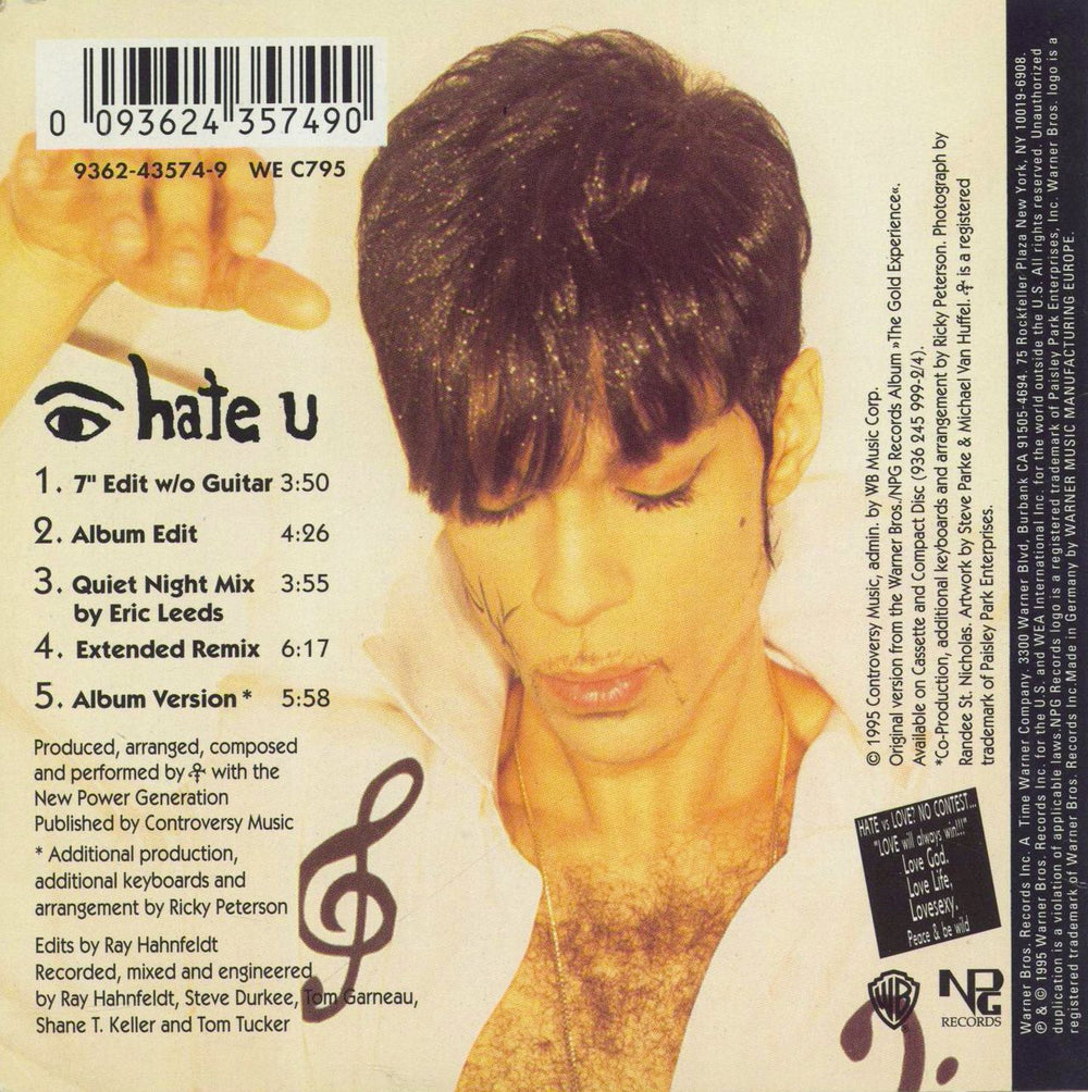 Prince I Hate U - 5 Mixes German CD single (CD5 / 5") 093624357490