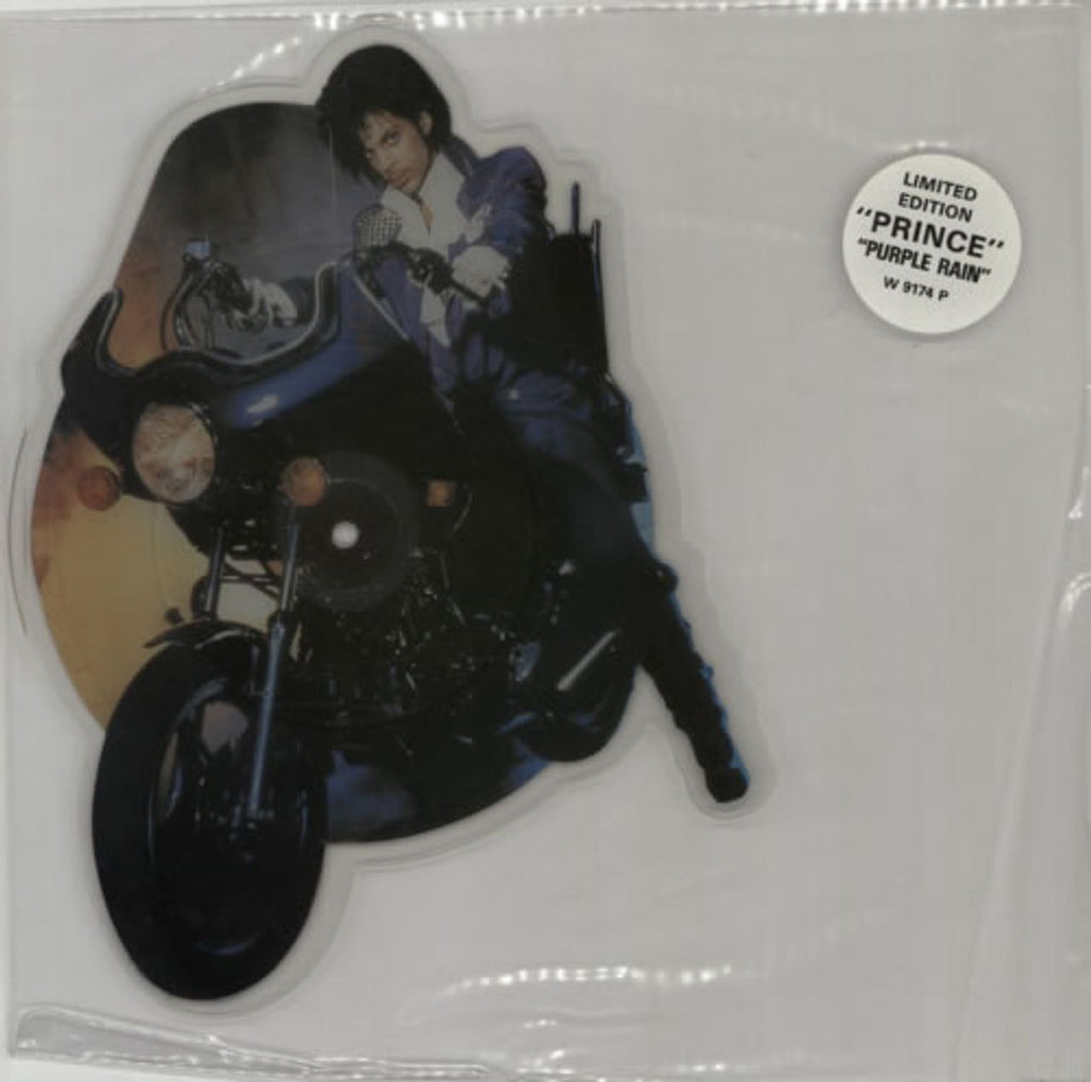 Prince Purple Rain - Hype Stickered UK shaped picture disc (picture disc vinyl record) W9174P