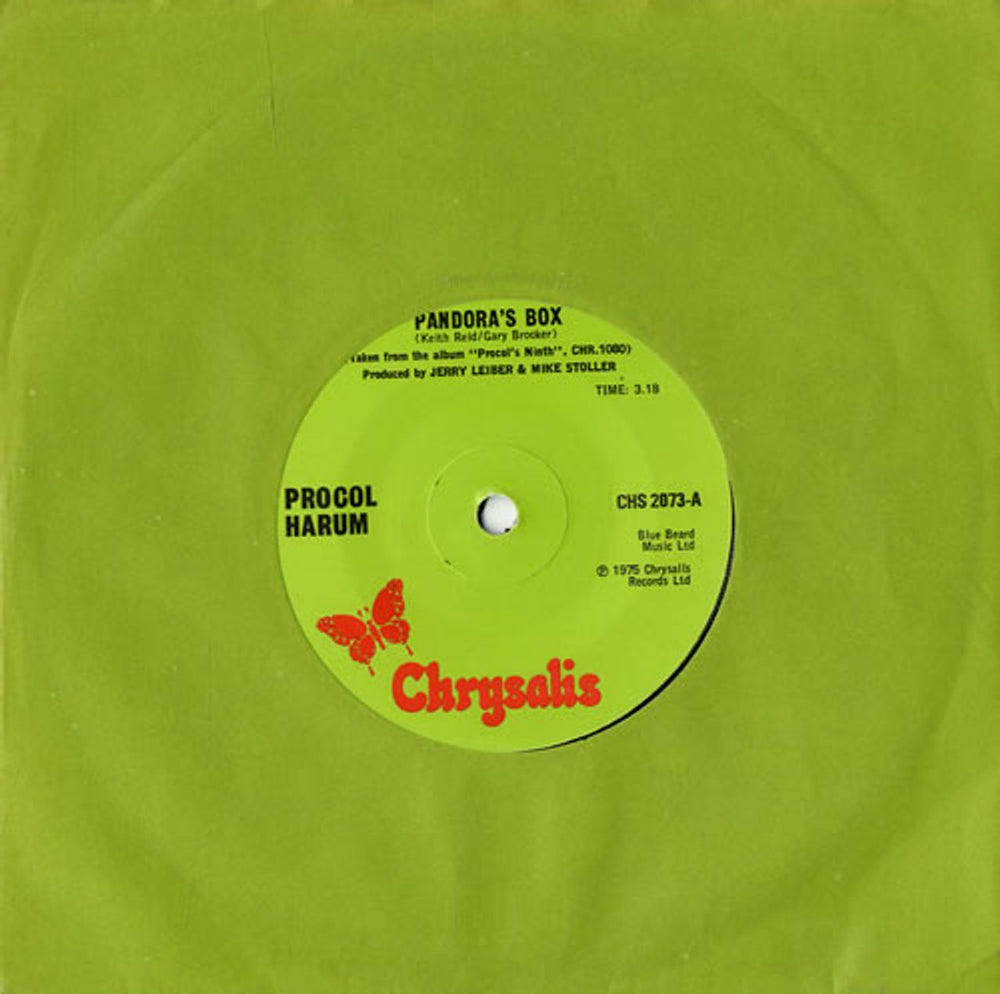 Procol Harum Pandora's Box - Solid UK 7" vinyl single (7 inch record / 45) CHS2073