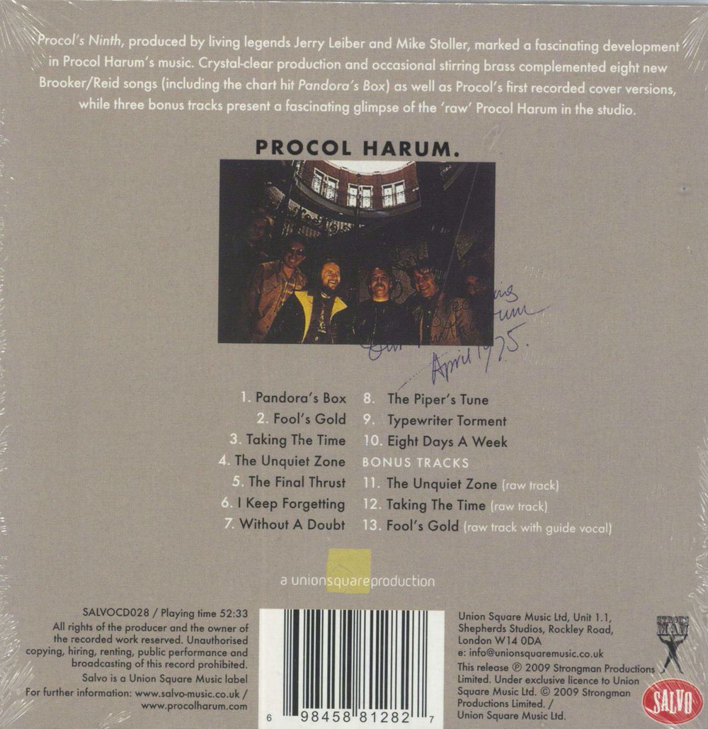 Procol Harum Procol's Ninth: Remastered - Sealed UK CD album (CDLP) 698458812827