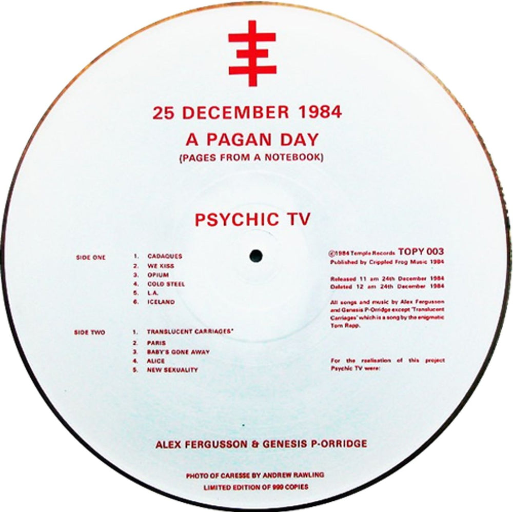 Psychic TV A Pagan Day UK picture disc LP (vinyl picture disc album) PTVPDAP332414