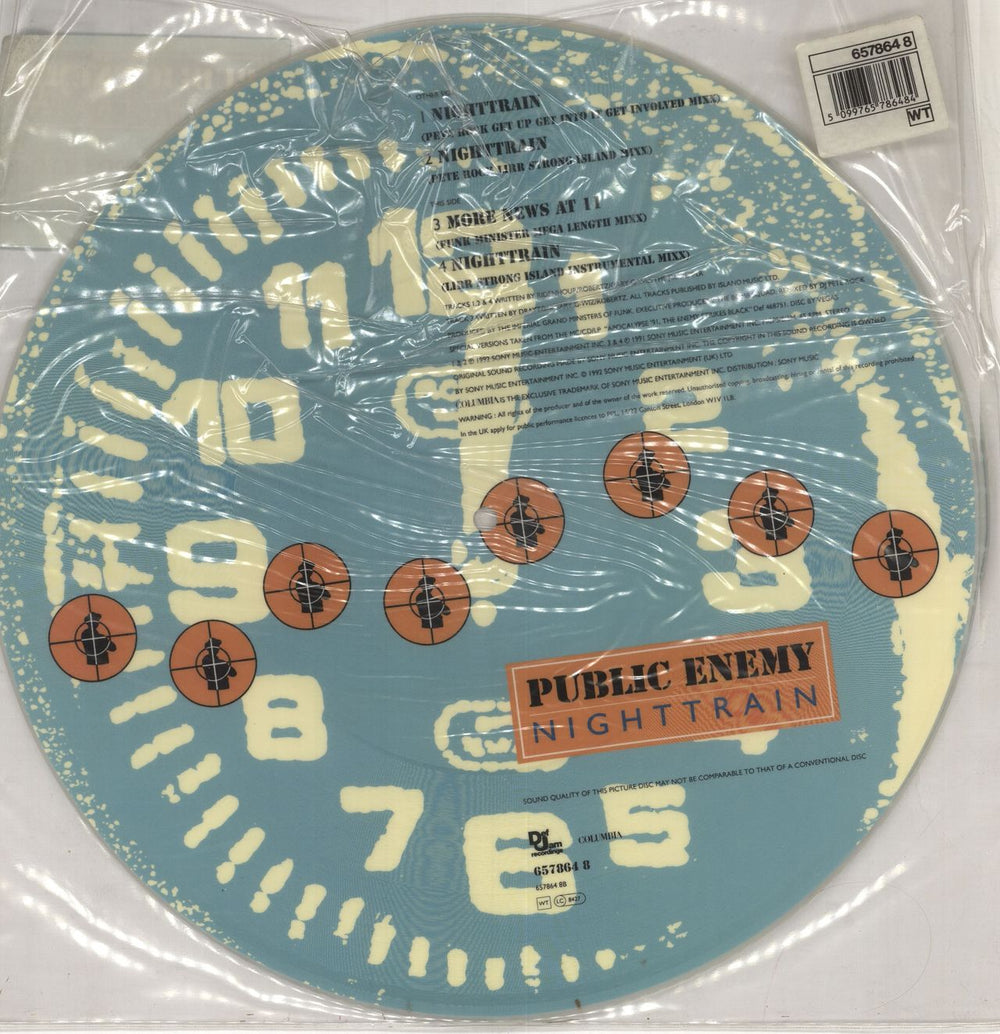 Public Enemy Night Train UK 12" vinyl picture disc (12 inch picture record) 5099765786484